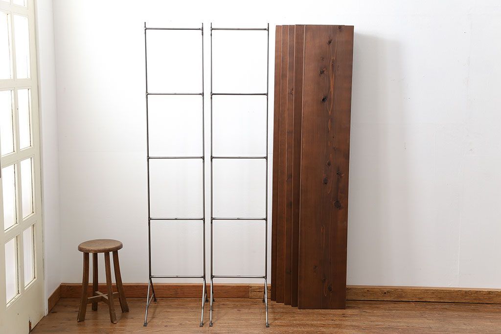 ラフジュオリジナル アイアンの薄型飾り棚【大】(3)(陳列棚、アイアンラック)