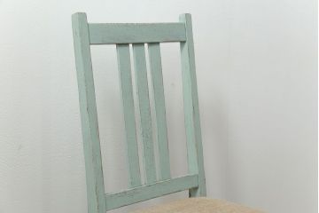 アンティーク家具　アンティークリネン座面のかわいいペイントチェア(イス、椅子)