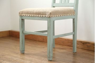 アンティーク家具　アンティークリネン座面のかわいいペイントチェア(イス、椅子)