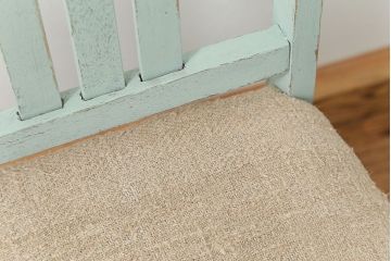 アンティーク家具　アンティークリネン座面のかわいいペイントチェア(イス、椅子)