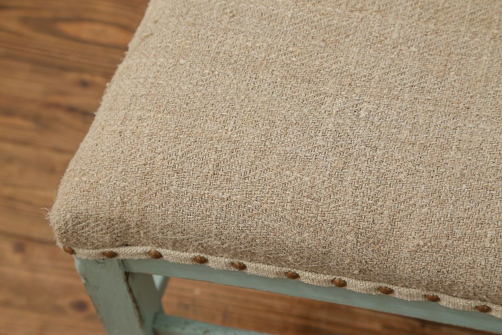 アンティーク家具　アンティークリネン座面のかわいいペイントチェア(イス、椅子)