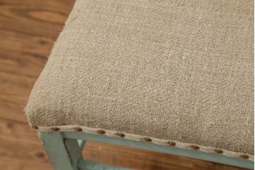 アンティーク家具　アンティークリネン座面のかわいいペイントチェア(イス、椅子)