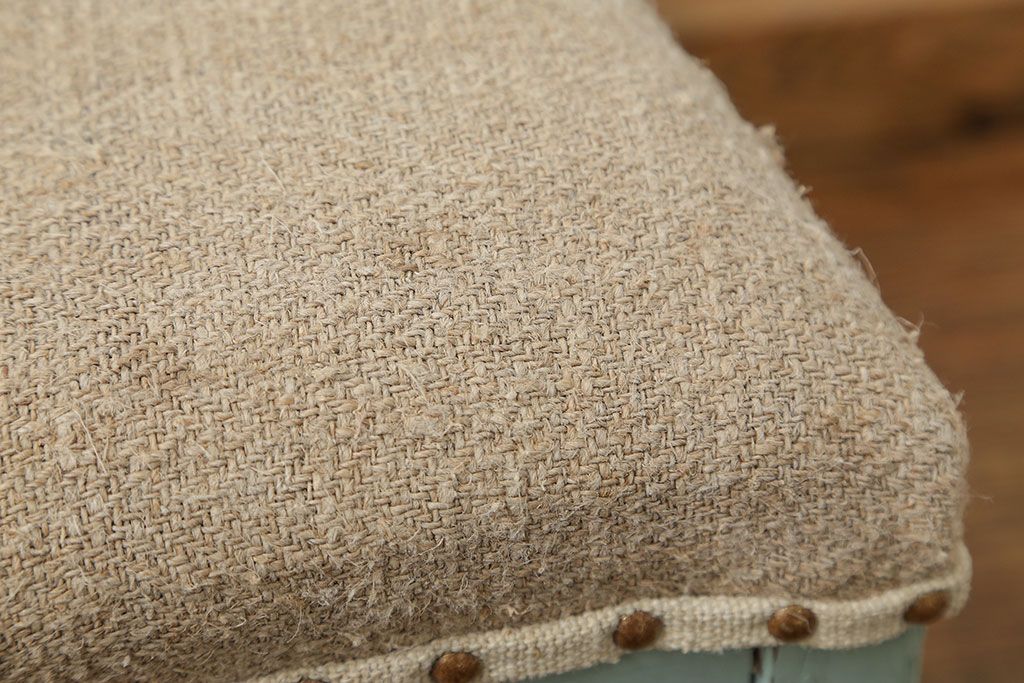 アンティーク家具　アンティークリネン座面のかわいいペイントチェア(イス、椅子)