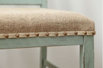 アンティーク家具　アンティークリネン座面のかわいいペイントチェア(イス、椅子)