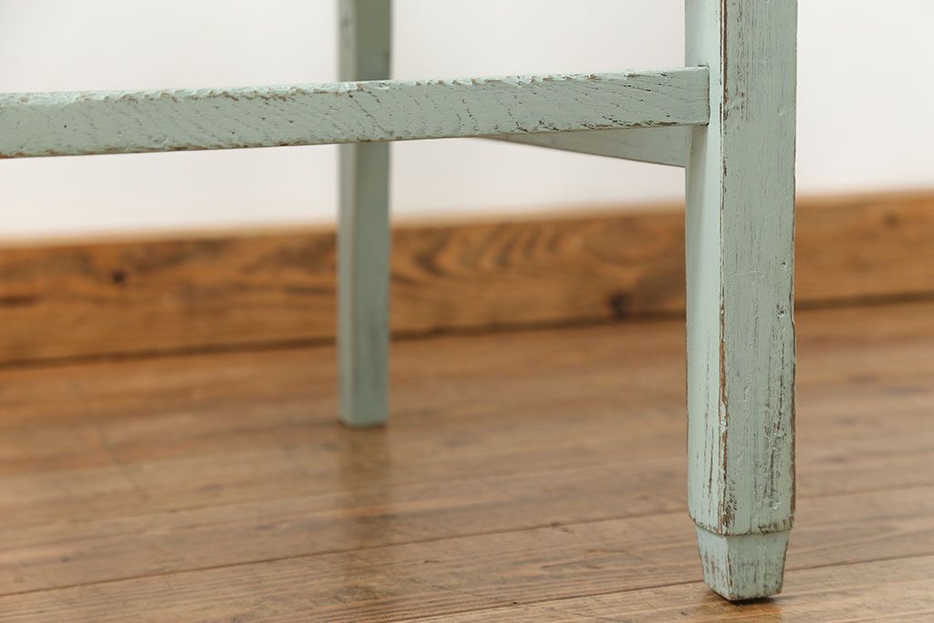 アンティーク家具　アンティークリネン座面のかわいいペイントチェア(イス、椅子)