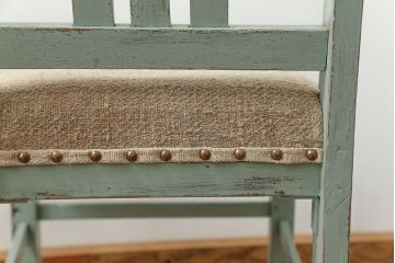 アンティーク家具　アンティークリネン座面のかわいいペイントチェア(イス、椅子)