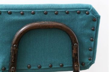 レトロ家具　昭和レトロ ファブリック座面の鉄脚チェア1脚(イス、椅子)