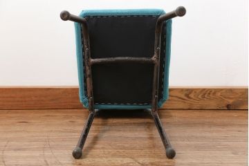 レトロ家具　昭和レトロ ファブリック座面の鉄脚チェア1脚(イス、椅子)