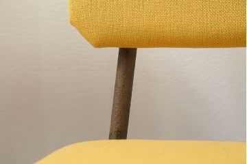 レトロ家具　昭和レトロ ファブリック座面の鉄脚チェア2脚セット(1)(イス、椅子)