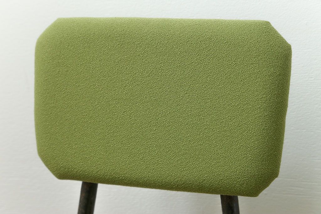 レトロ家具　昭和レトロ ファブリック座面の鉄脚チェア2脚セット(2)(イス、椅子)