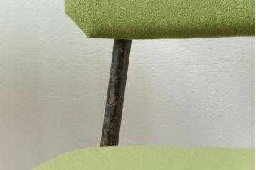 レトロ家具　昭和レトロ ファブリック座面の鉄脚チェア2脚セット(2)(イス、椅子)