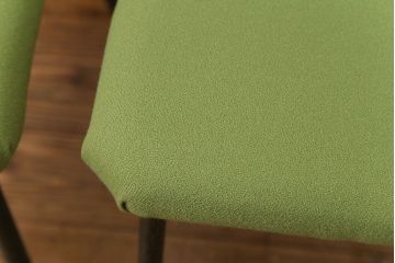 レトロ家具　昭和レトロ ファブリック座面の鉄脚チェア2脚セット(2)(イス、椅子)