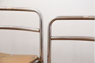 レトロ家具　昭和レトロ 古い幼稚園の小さな椅子4脚セット(2)(イス、チェア)