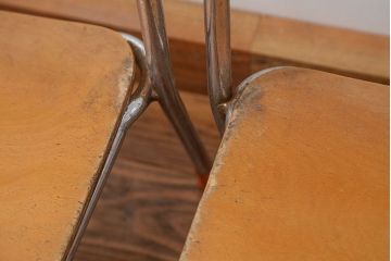 レトロ家具　昭和レトロ 古い幼稚園の小さな椅子4脚セット(2)(イス、チェア)