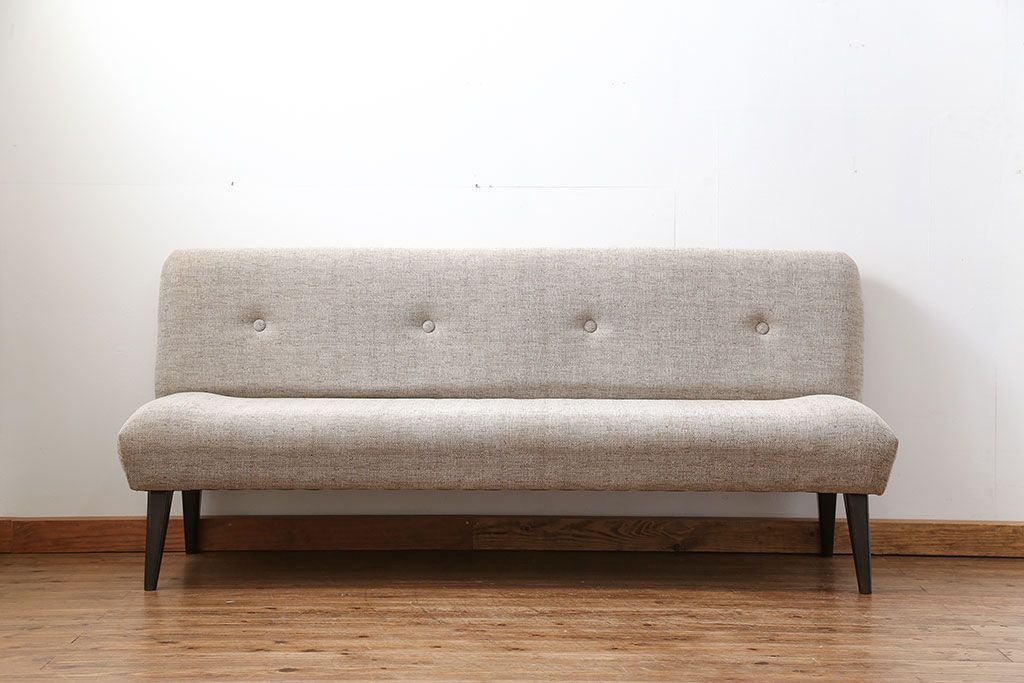 レトロ家具　1960年代　座面張り替え済み レトロなベンチソファ(椅子、イス)