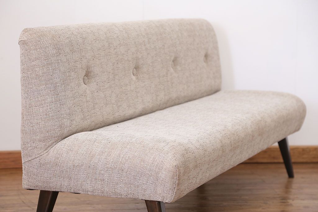 レトロ家具　1960年代　座面張り替え済み レトロなベンチソファ(椅子、イス)