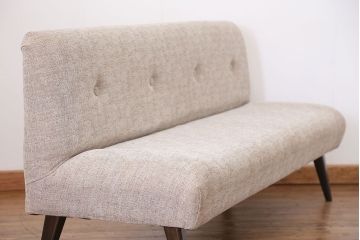 レトロ家具　1960年代　座面張り替え済み レトロなベンチソファ(椅子、イス)