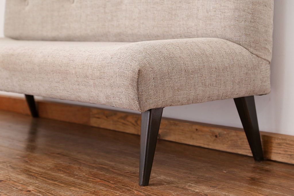 レトロ家具　1960年代　座面張り替え済み レトロなベンチソファ(椅子、イス)