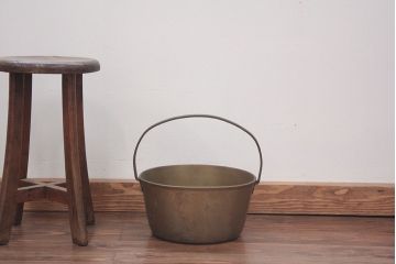 アンティーク雑貨　イギリスアンティーク 古い真鍮製 鍋(ブラスパン/バケツ)