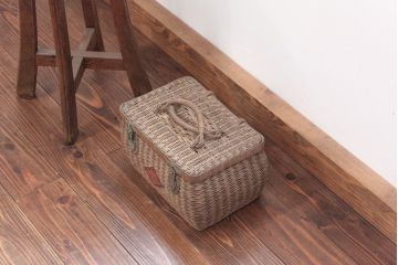 アンティーク雑貨　アンティーク 古いバスケット/ブラウン(レトロ、かごバック、鞄)