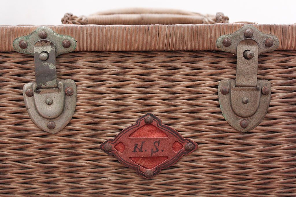 アンティーク雑貨　アンティーク 古いバスケット/ブラウン(レトロ、かごバック、鞄)