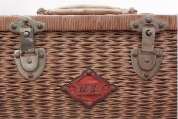 アンティーク雑貨　アンティーク 古いバスケット/ブラウン(レトロ、かごバック、鞄)