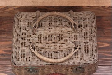 アンティーク雑貨　アンティーク 古いバスケット/ブラウン(レトロ、かごバック、鞄)