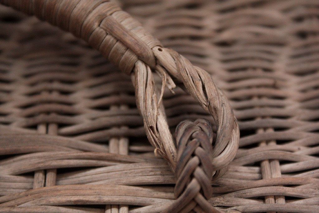 アンティーク雑貨　アンティーク 古いバスケット/ブラウン(レトロ、かごバック、鞄)