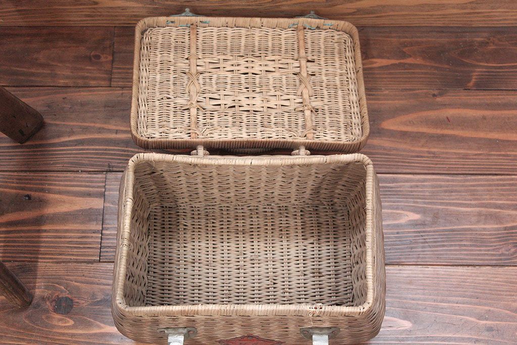 アンティーク雑貨　アンティーク 古いバスケット/ブラウン(レトロ、かごバック、鞄)