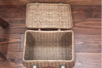 アンティーク雑貨　アンティーク 古いバスケット/ブラウン(レトロ、かごバック、鞄)