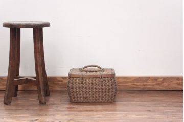 アンティーク雑貨　アンティーク 古いバスケット/ブラウン(レトロ、かごバック、鞄)