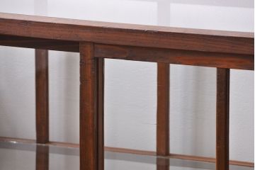 アンティーク家具　古民具・骨董 格子引き戸の味のある三面ガラスケース(ショーケース)