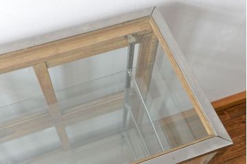 レトロ家具　昭和レトロ 古いパン屋のステンレス貼り鉄脚ガラスケース(ショーケース)