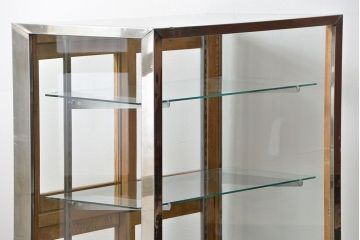 レトロ家具　昭和レトロ 古いパン屋のステンレス貼り鉄脚ガラスケース(ショーケース)