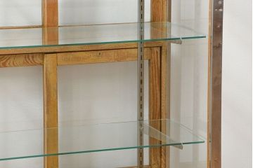 レトロ家具　昭和レトロ 古いパン屋のステンレス貼り鉄脚ガラスケース(ショーケース)