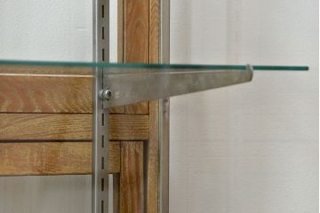 レトロ家具　昭和レトロ 古いパン屋のステンレス貼り鉄脚ガラスケース(ショーケース)