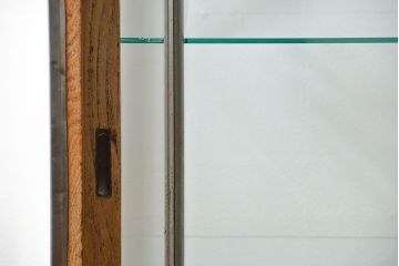 レトロ家具　昭和レトロ 古いパン屋のステンレス貼り鉄脚ガラスケース(ショーケース)
