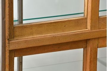 レトロ家具　昭和レトロ 古いパン屋のステンレス貼り鉄脚ガラスケース(ショーケース)