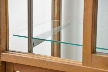 レトロ家具　昭和レトロ 古いパン屋のステンレス貼り鉄脚ガラスケース(ショーケース)