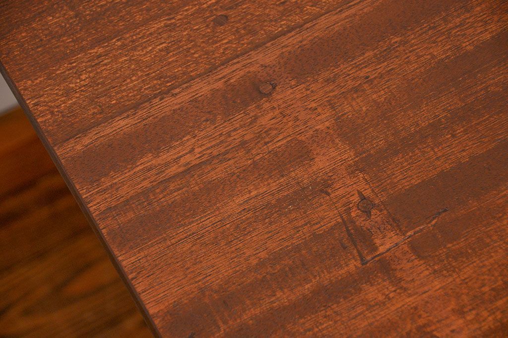 レトロ家具　昭和レトロ シンプルな丸脚ダイニングテーブル(作業台)