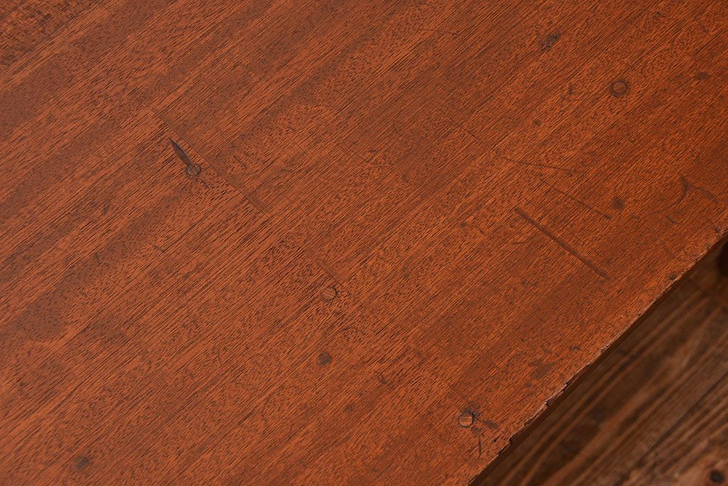 レトロ家具　昭和レトロ シンプルな丸脚ダイニングテーブル(作業台)