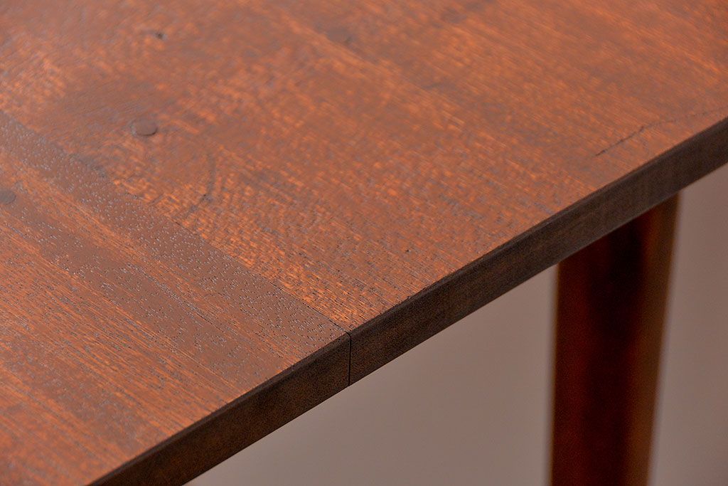 レトロ家具　昭和レトロ シンプルな丸脚ダイニングテーブル(作業台)