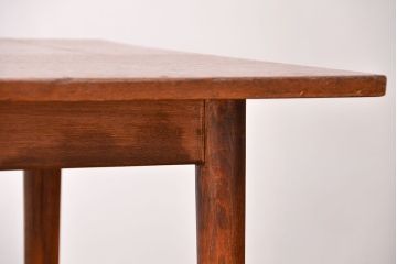 レトロ家具　昭和レトロ シンプルな丸脚ダイニングテーブル(作業台)