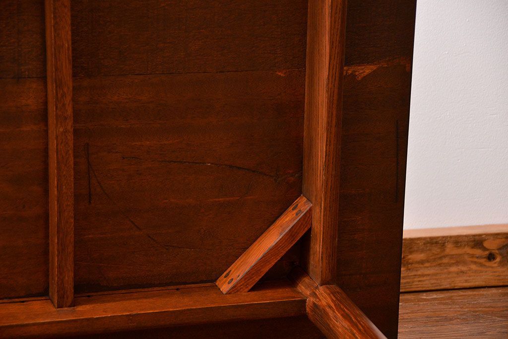 レトロ家具　昭和レトロ シンプルな丸脚ダイニングテーブル(作業台)