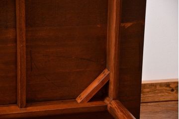 レトロ家具　昭和レトロ シンプルな丸脚ダイニングテーブル(作業台)