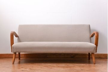 レトロ家具　昭和レトロ 座面張り替え済み　シンプルなアンティークソファ