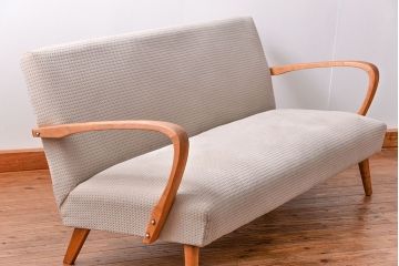 レトロ家具　昭和レトロ 座面張り替え済み　シンプルなアンティークソファ