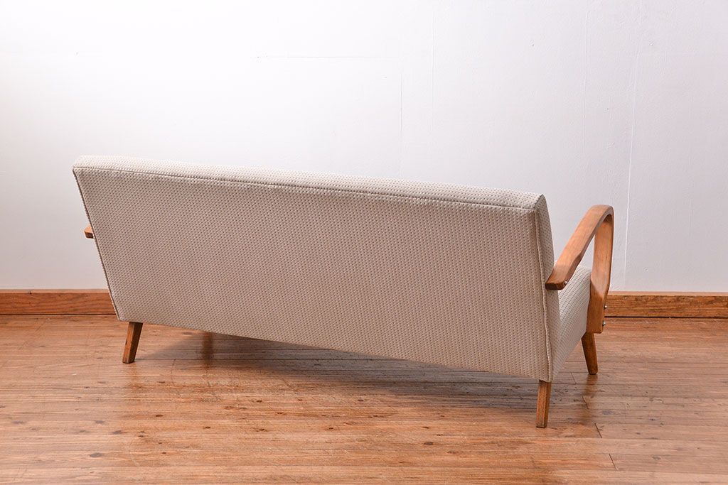 レトロ家具　昭和レトロ 座面張り替え済み　シンプルなアンティークソファ