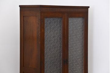 アンティーク家具　大正ロマン 古いナラ材の美しいダイヤガラス本箱(ブックケース、収納棚)