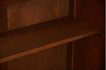 アンティーク家具　大正ロマン 古いナラ材の美しいダイヤガラス本箱(ブックケース、収納棚)